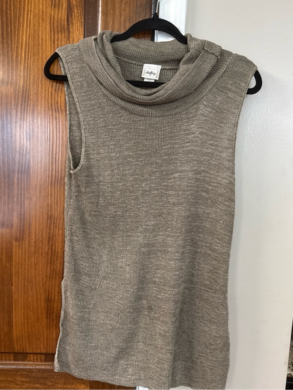 Daytrip Taupe Knit Cowl Neck Tank